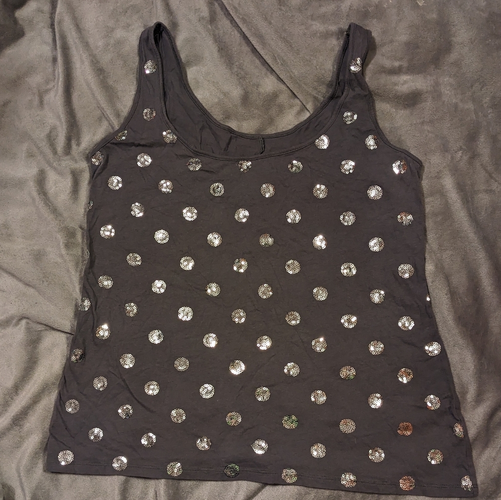 Victoria's Secret Black and Silver Sequin Tank Top